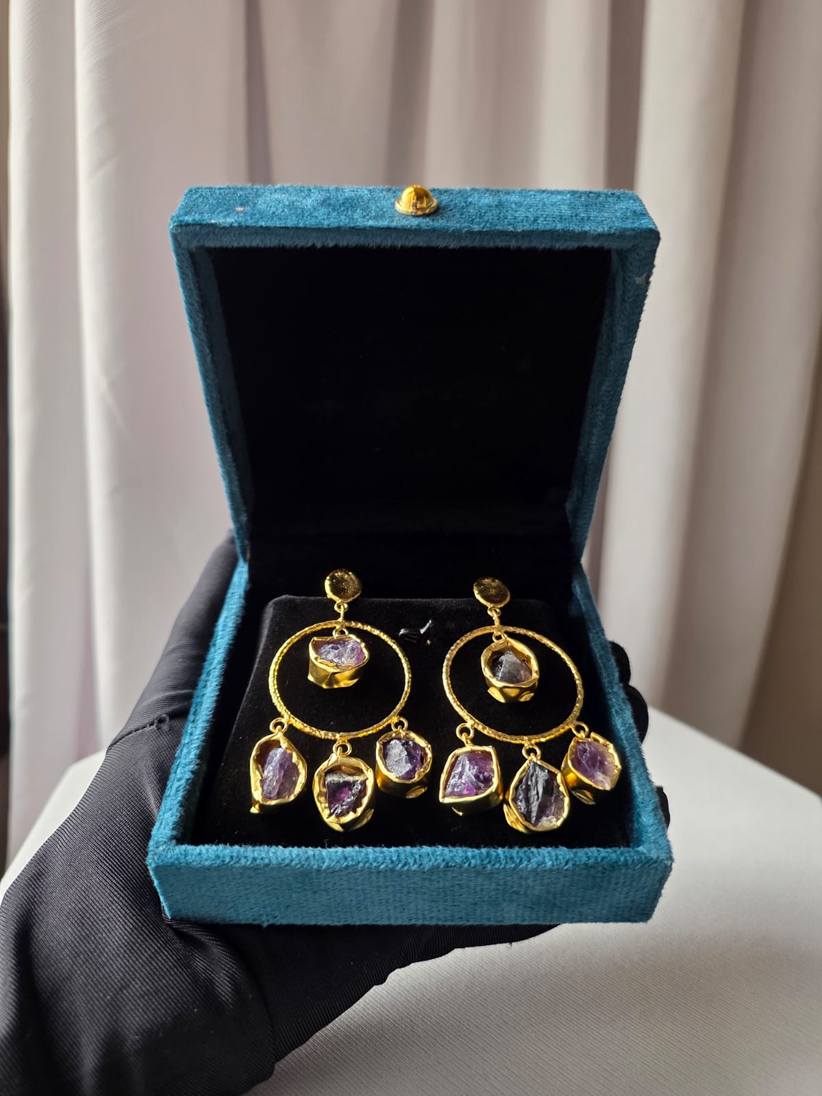 Celestia halo Gem Earrings Lavender