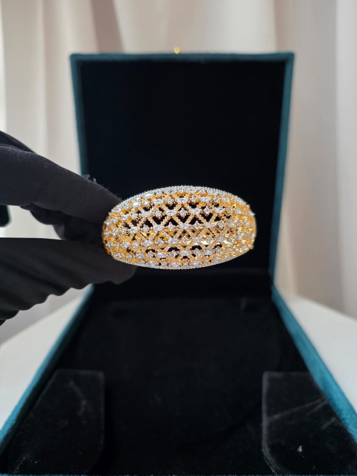 Dual Tone Lattice Statement Bracelet