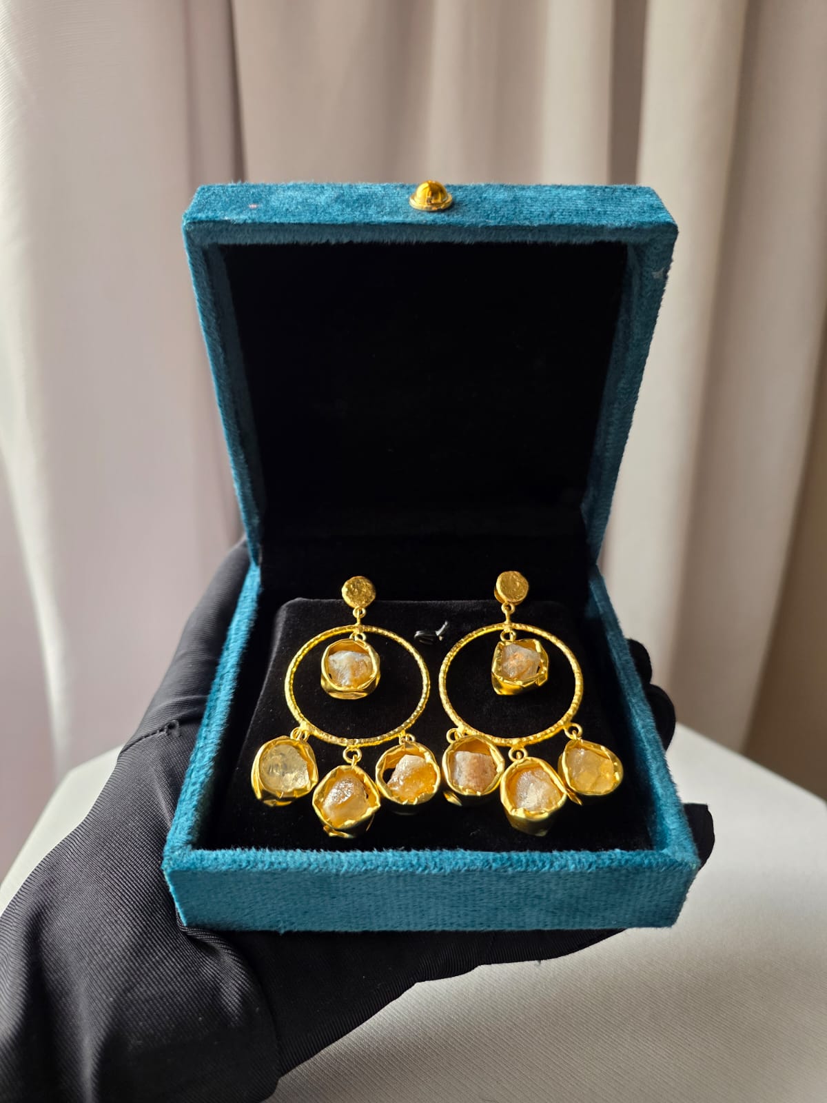 Celestia Halo Gem Earrings – yellow