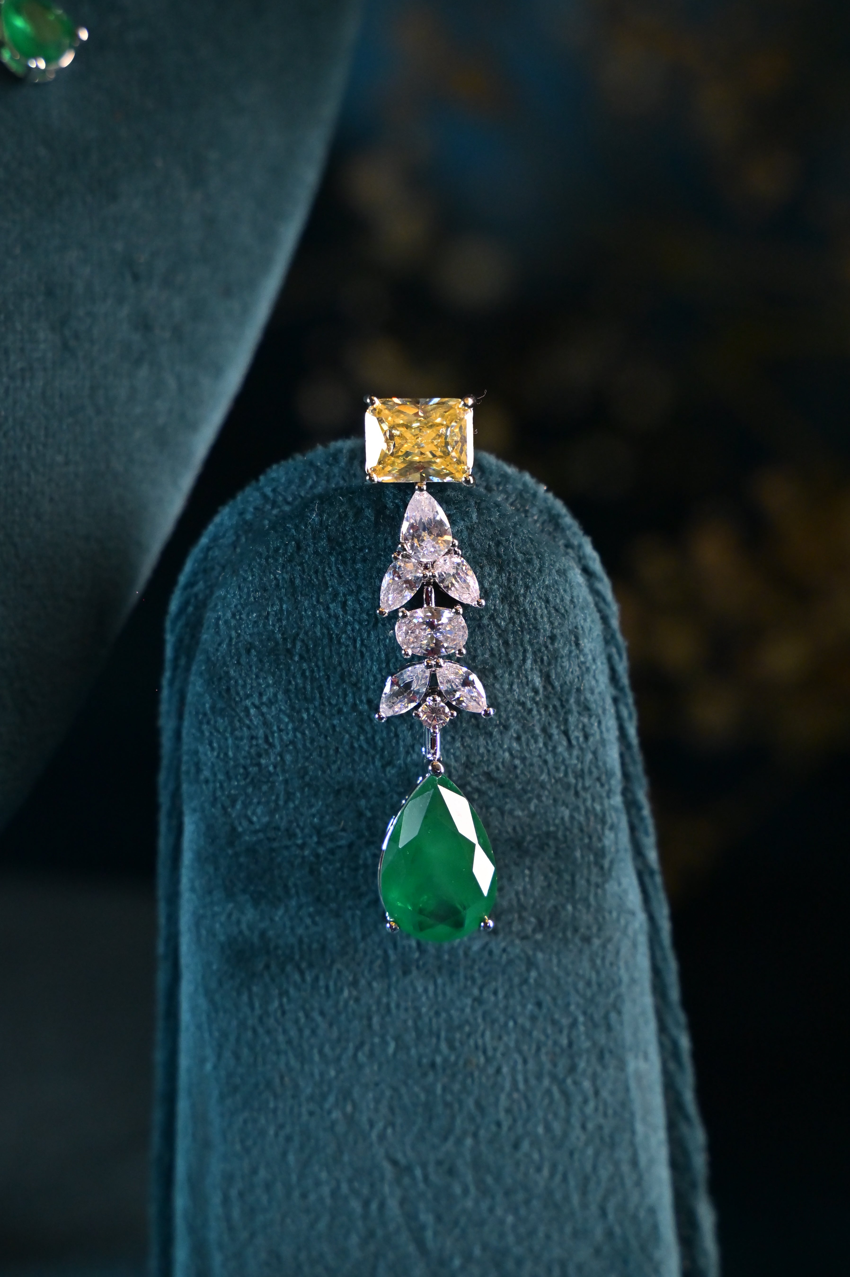 Cascade Citrine Emerald Drop Necklace Set