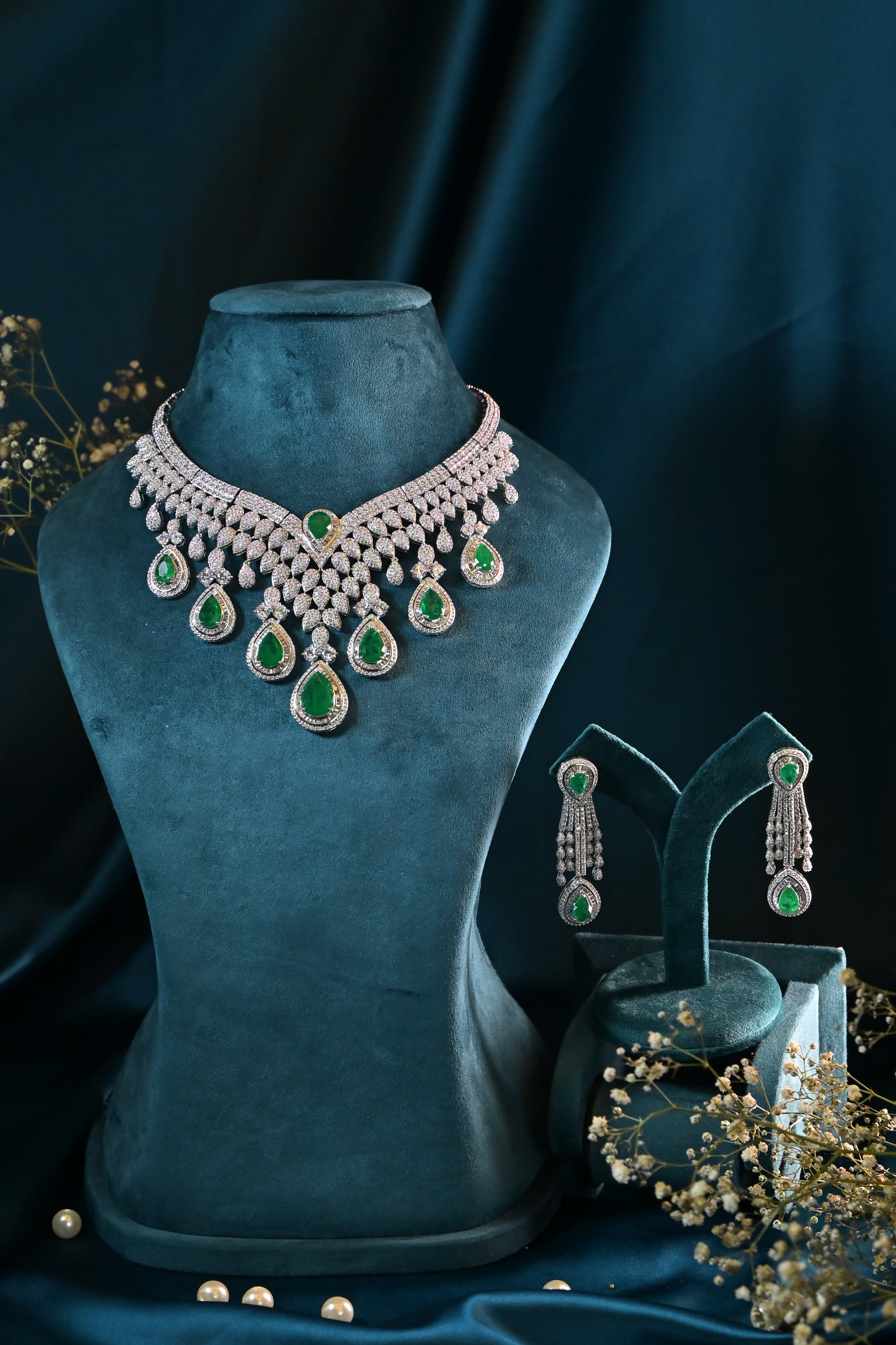Cascade Emerald Teardrop Necklace