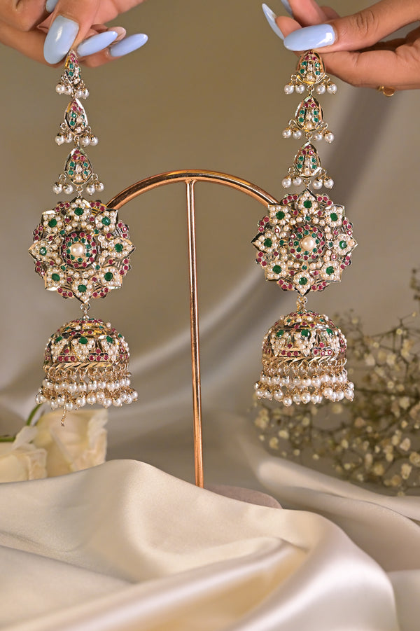 Maharani jadau multicolour long jhumka