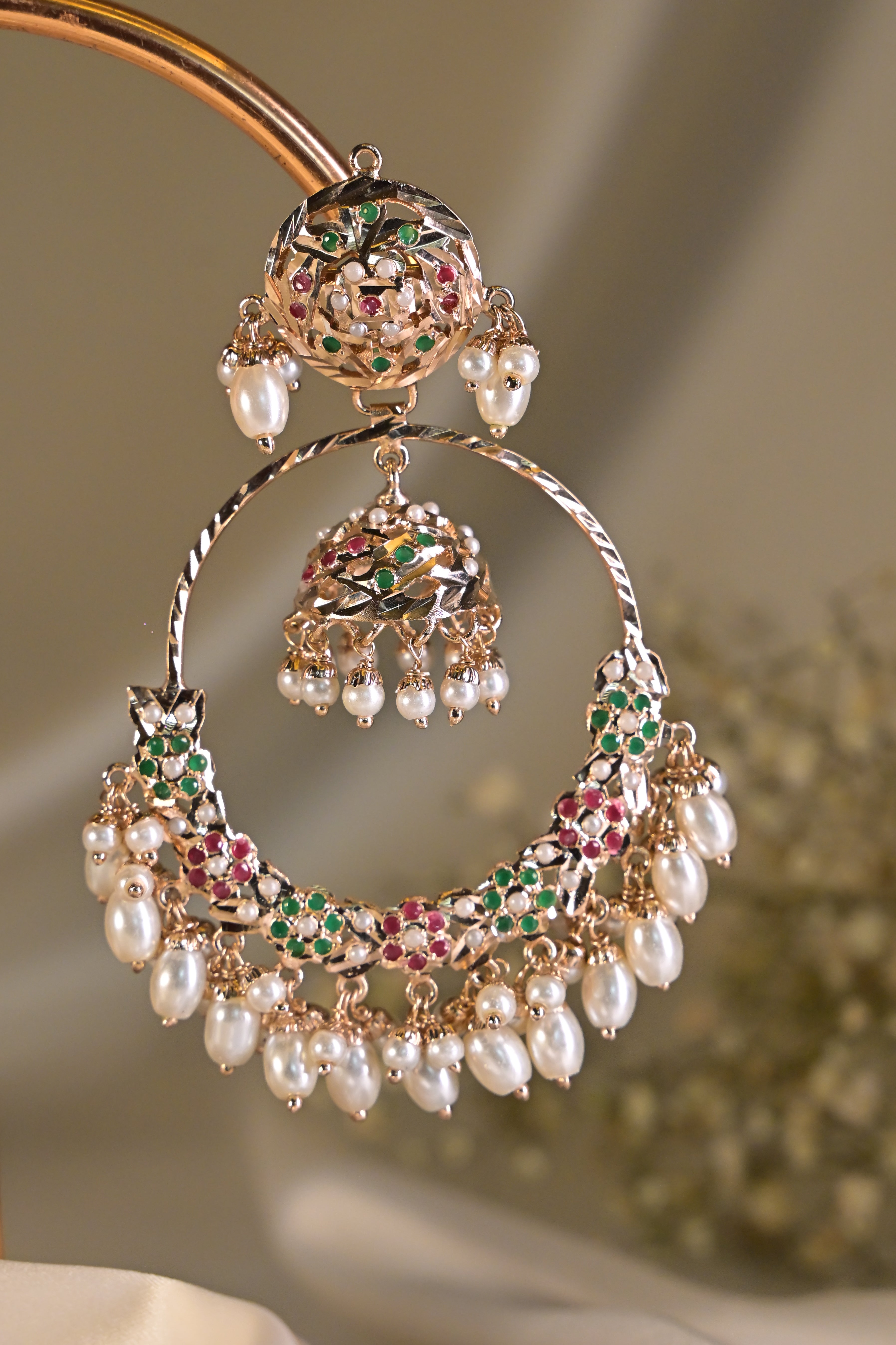 Jadau Hoop Jhumka Pearl Earring