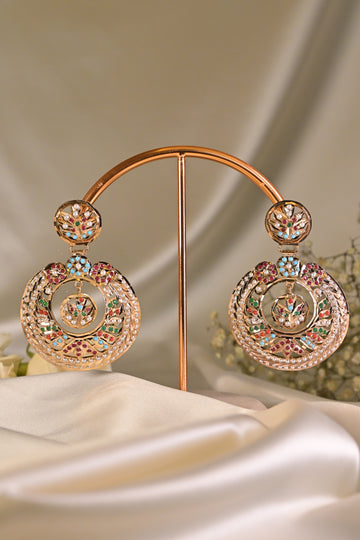 Multicolour Jadau Circular Earrings