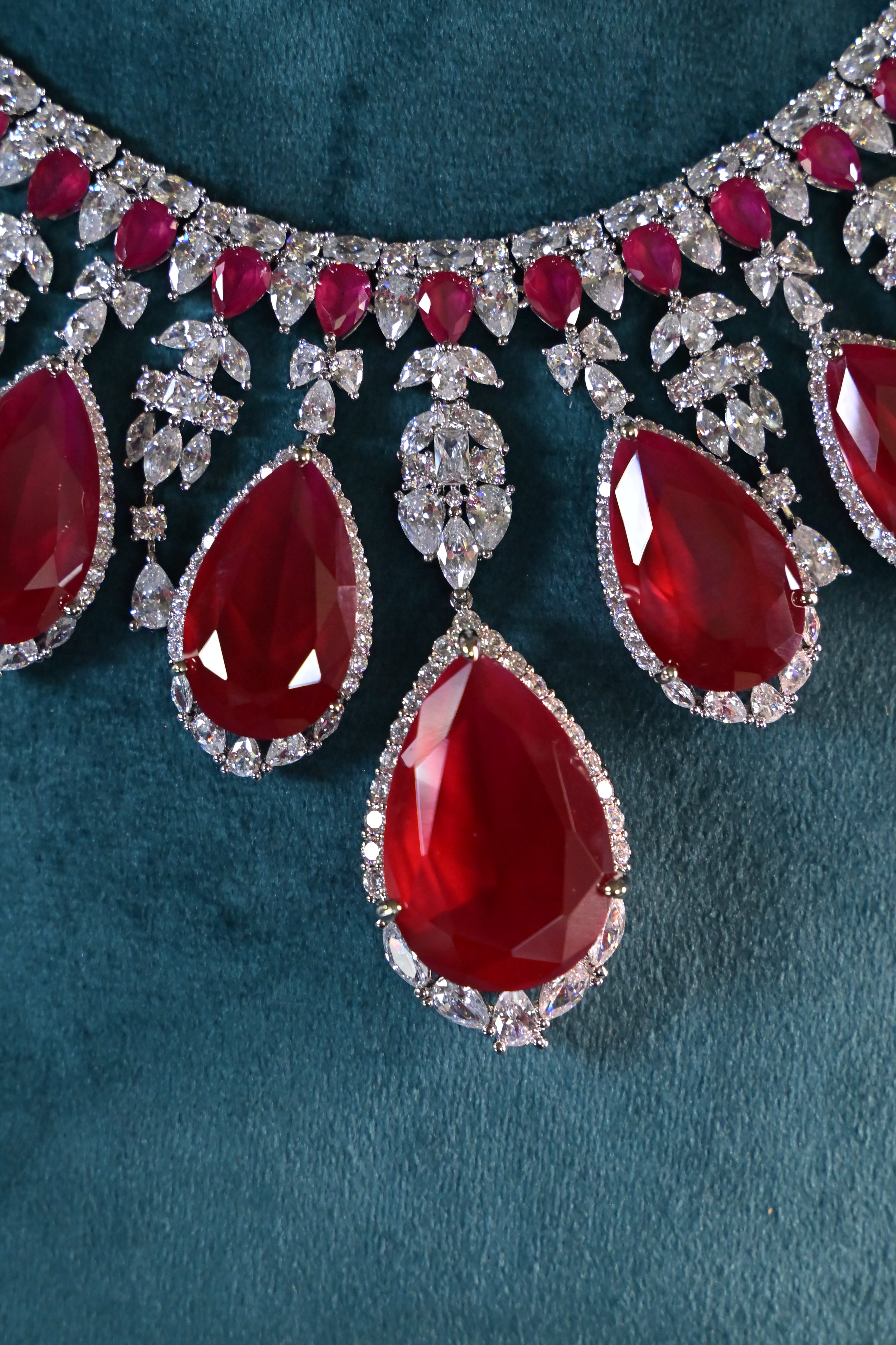 Regal Ruby Crystal Necklace Set