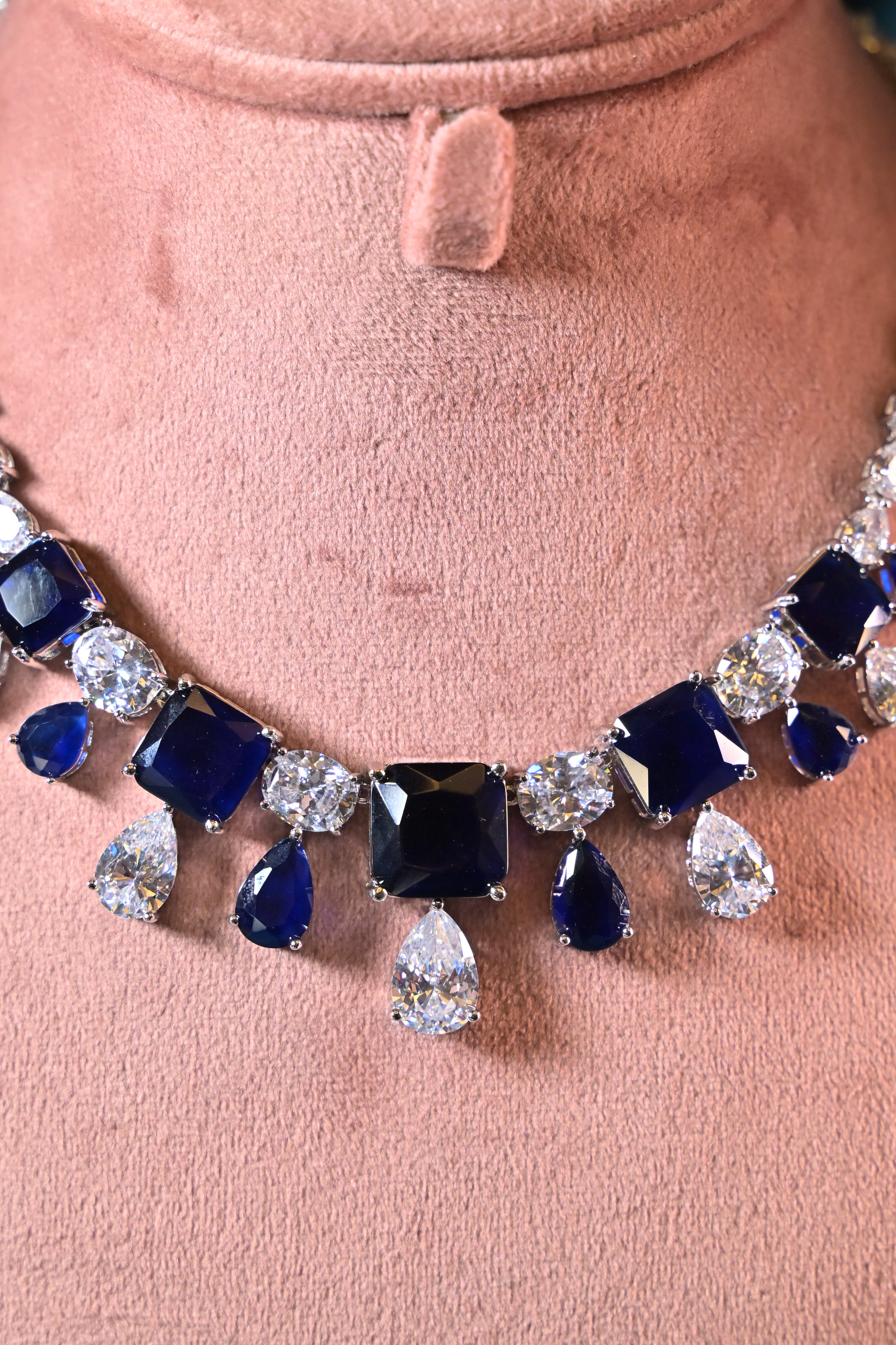 Sapphire Blue Cascade Necklace Set