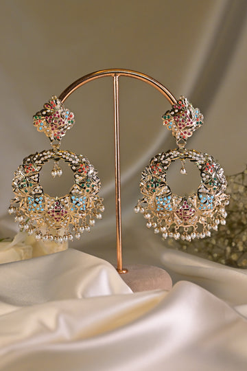 Jadau Multicolour Chandbali Drop Earrings