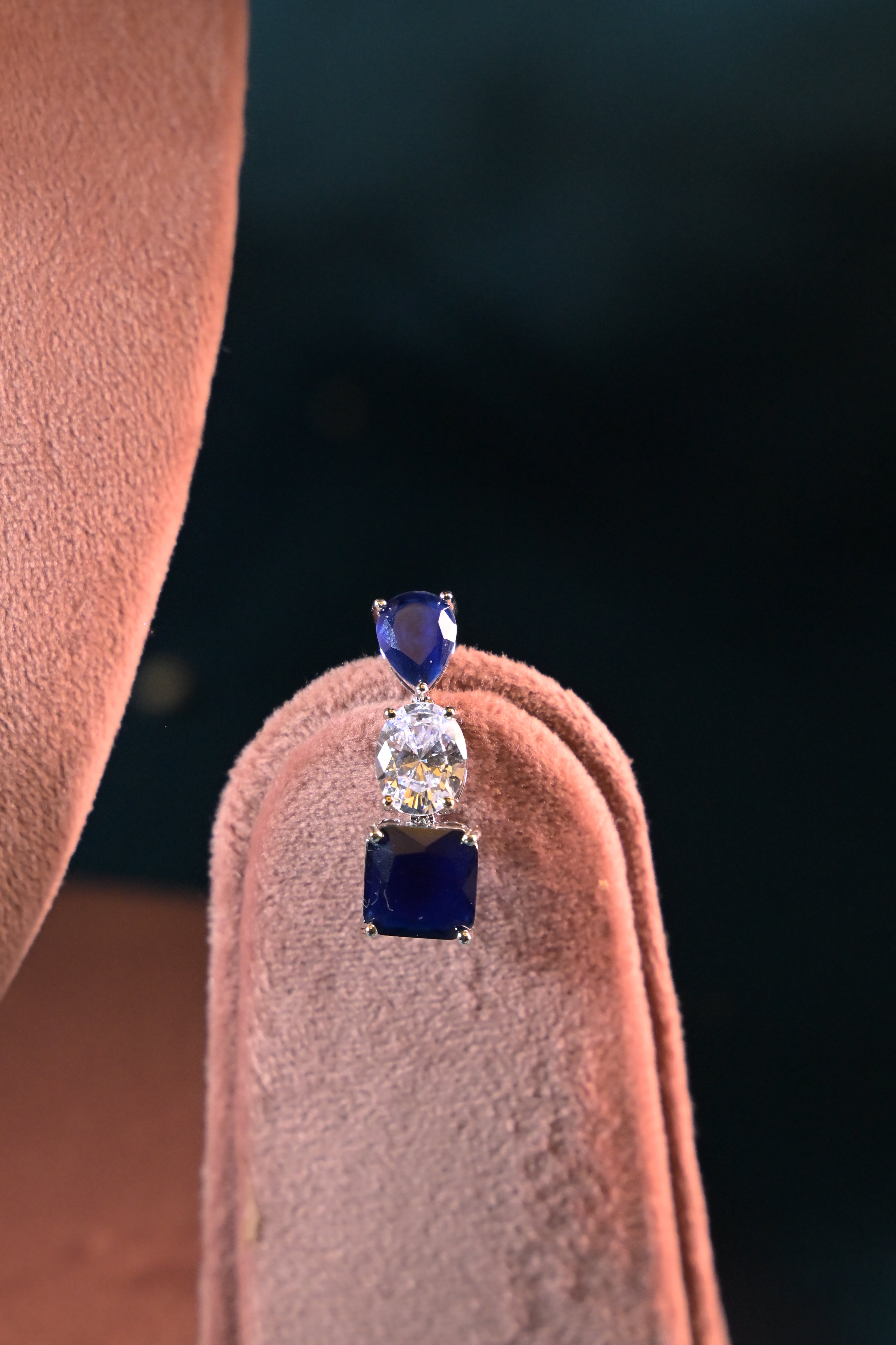 Sapphire Blue Cascade Necklace Set