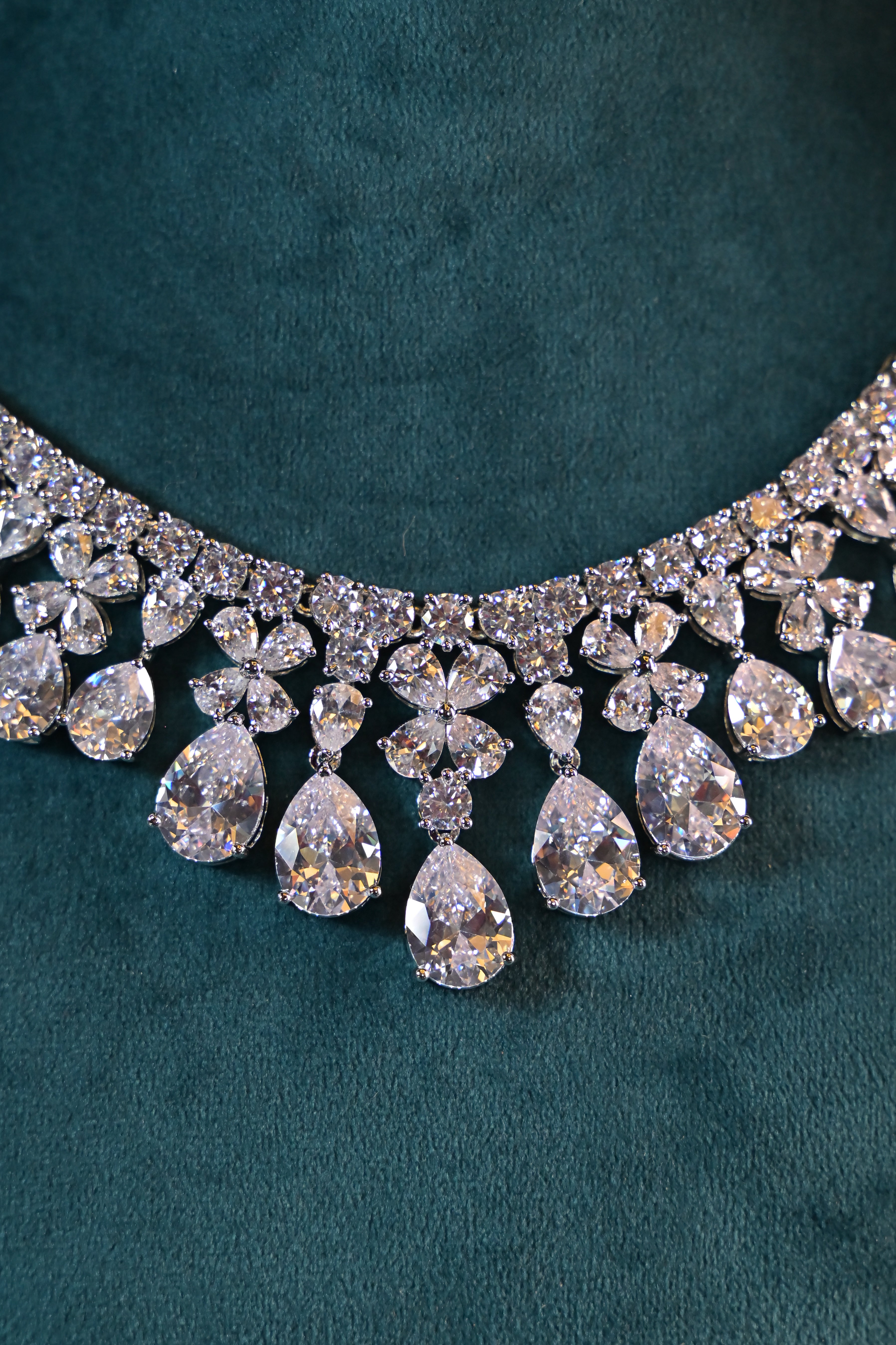 Crystal Cascade Necklace Set
