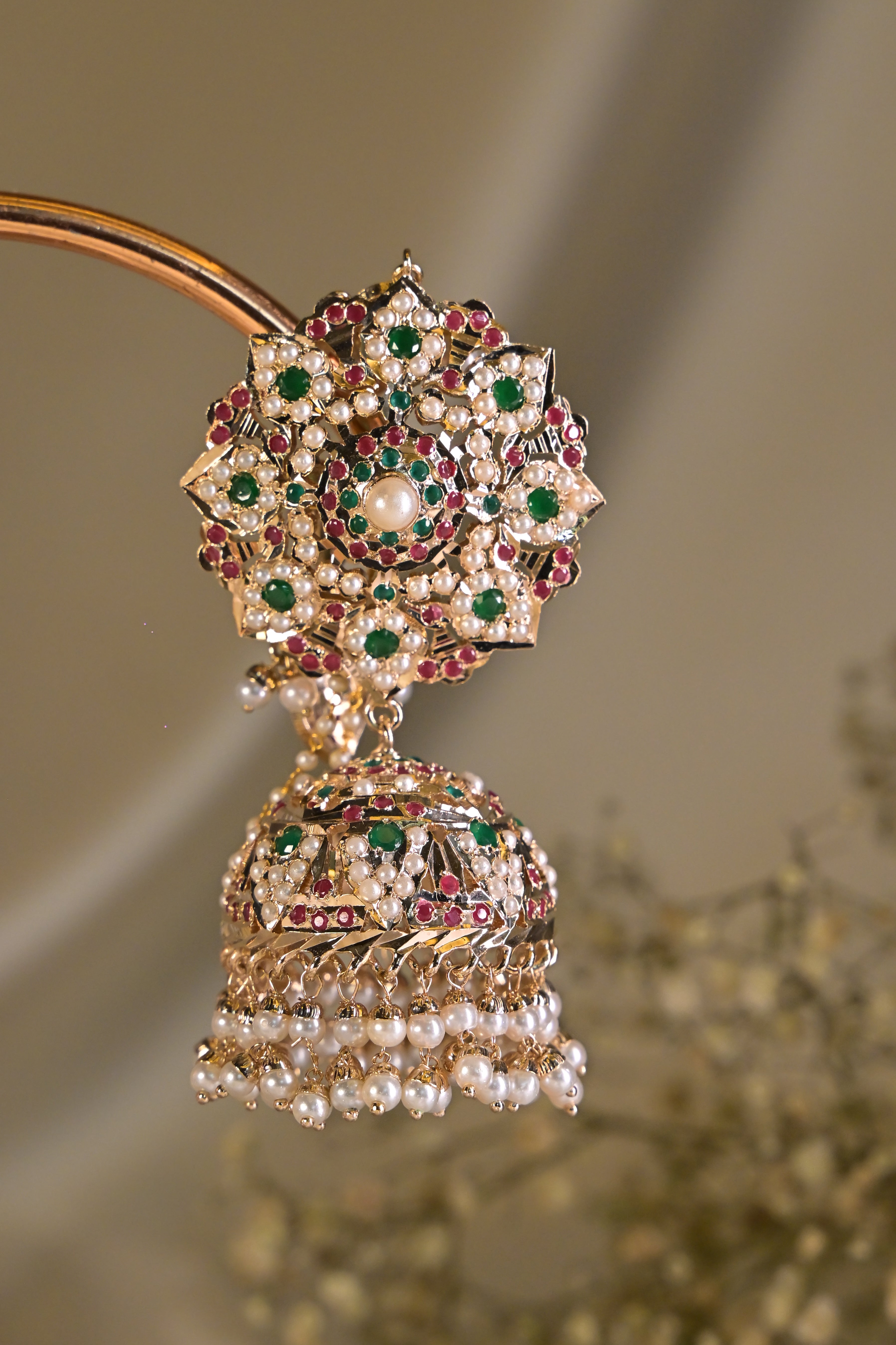 Maharani jadau multicolour long jhumka