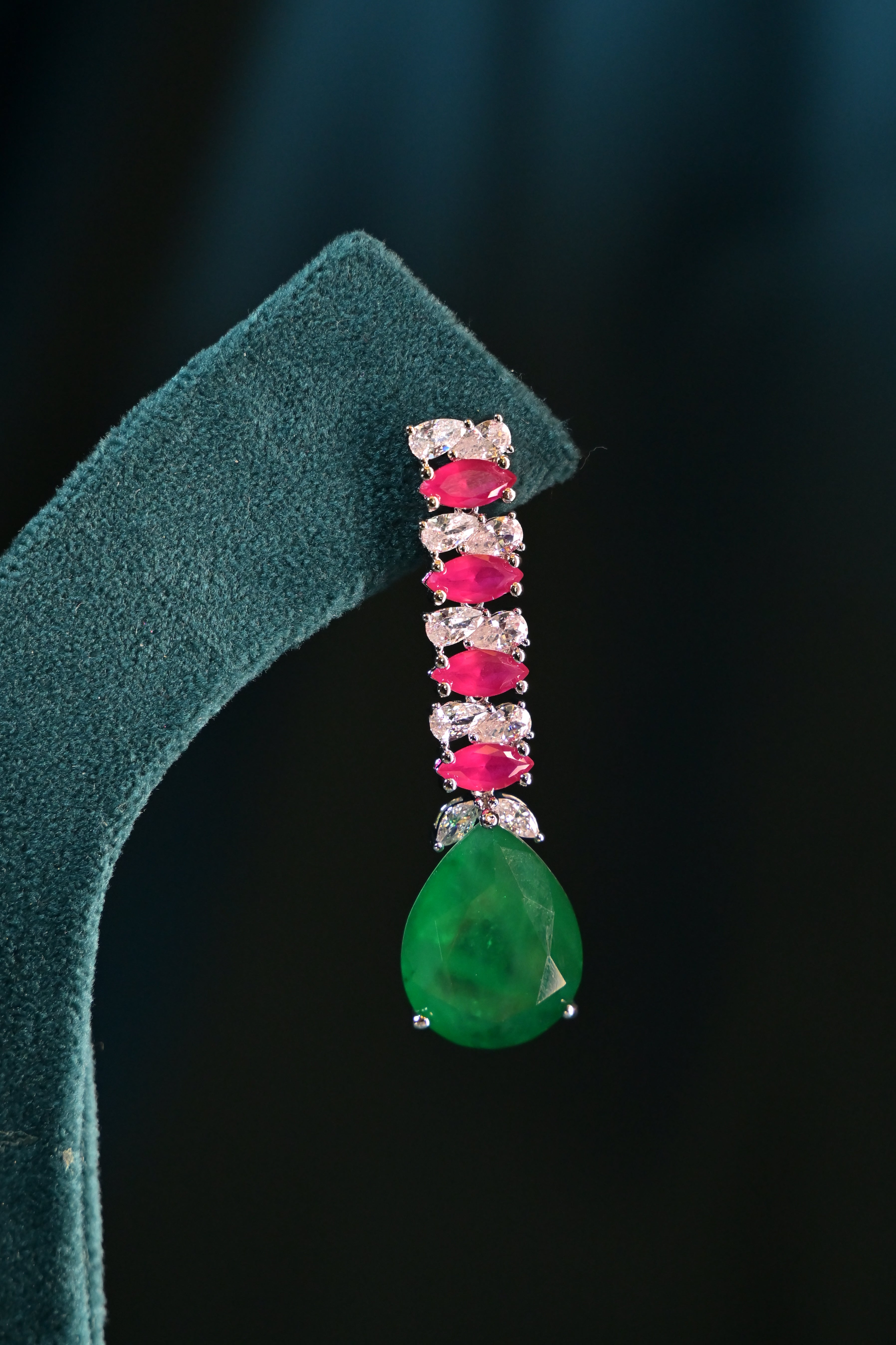 Ruby & Emerald Duo Layered Necklace Set