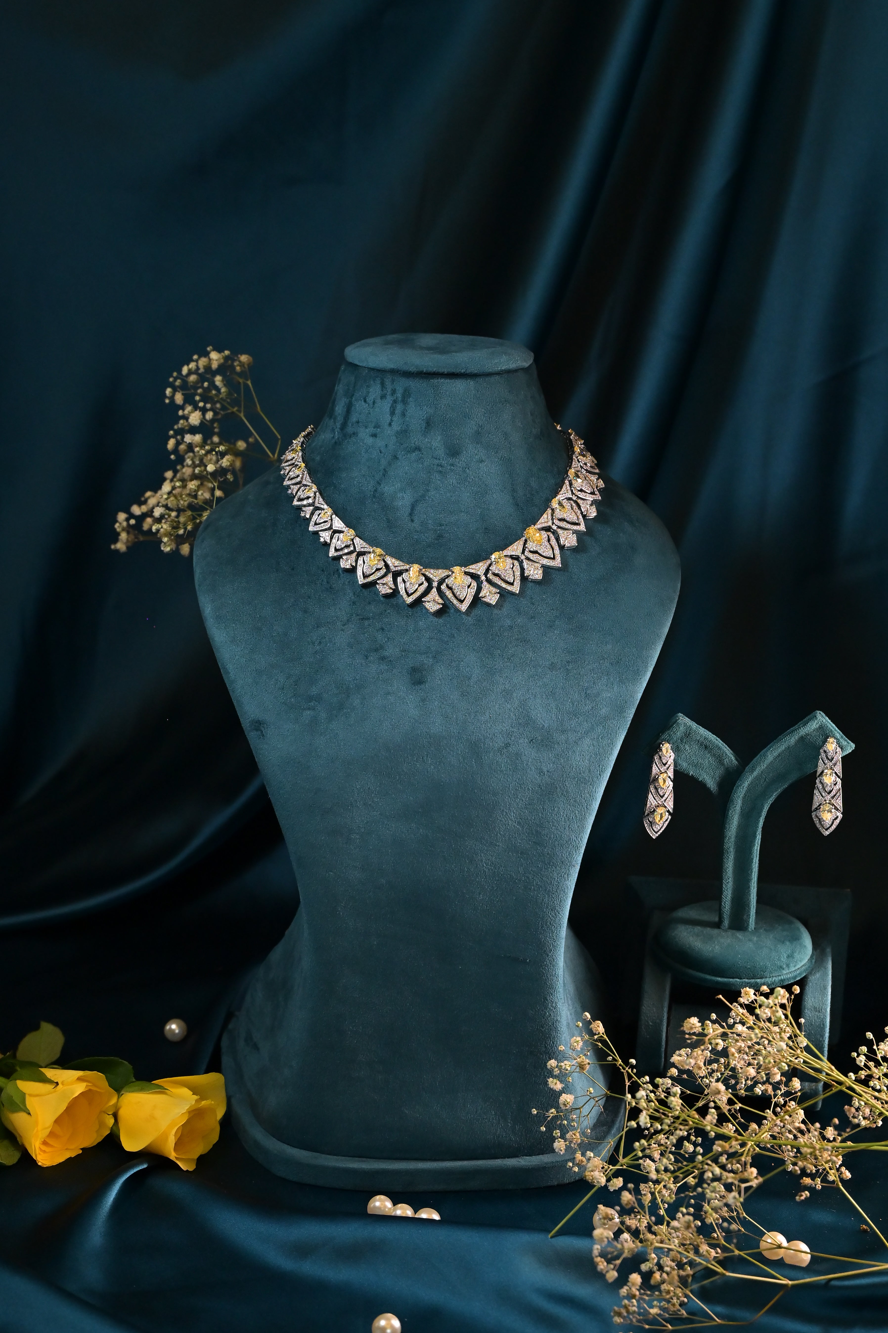 Citrine Geometric Necklace Set