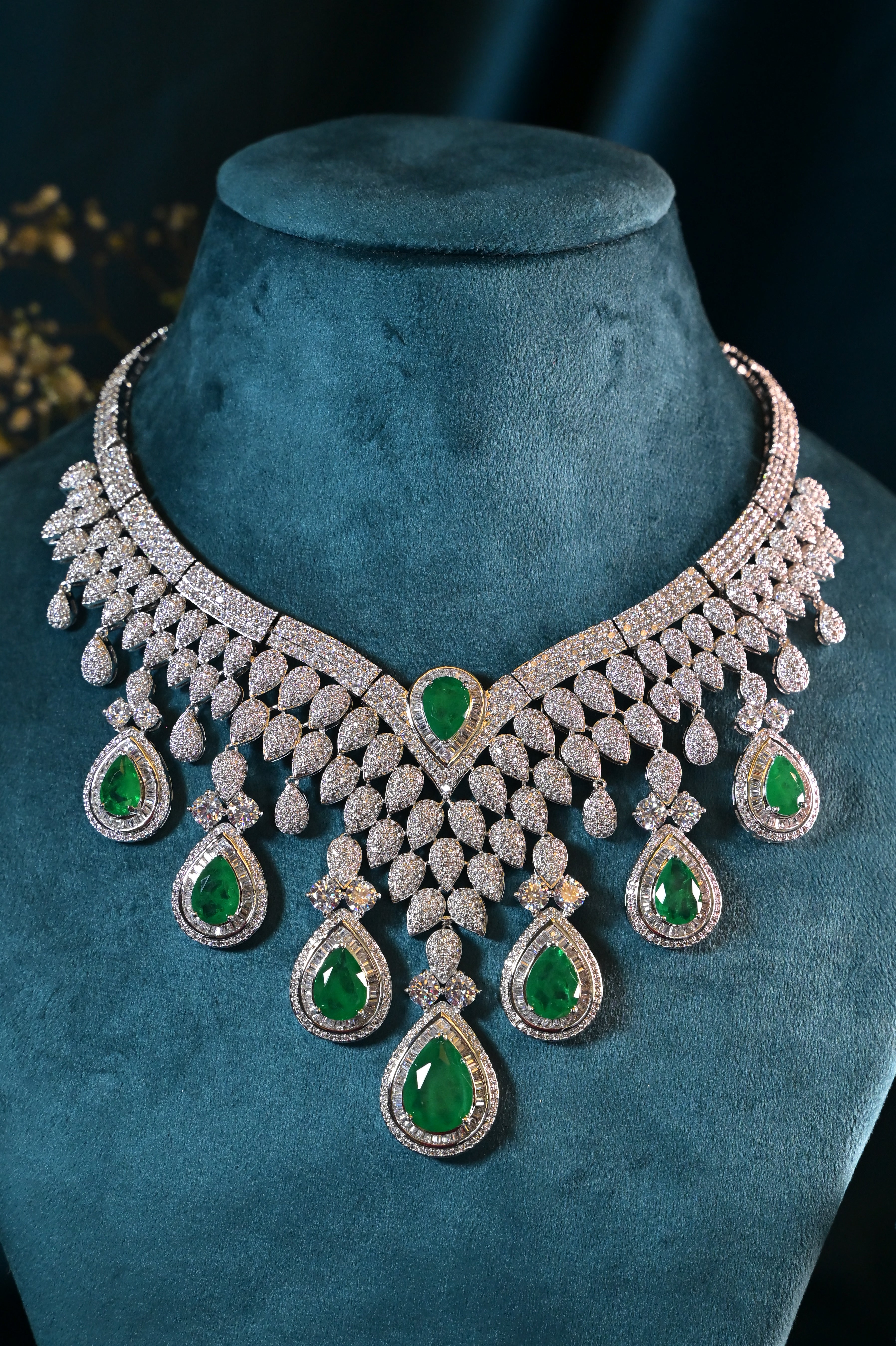 Cascade Emerald Teardrop Necklace