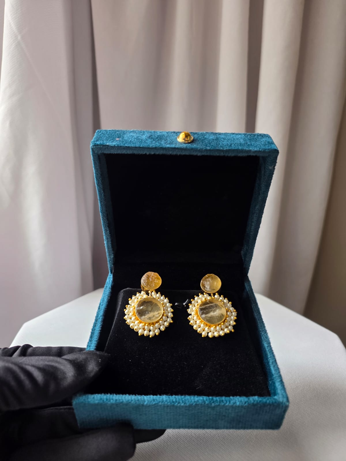 Aurelia Pearl Bloom Earrings – Yellow