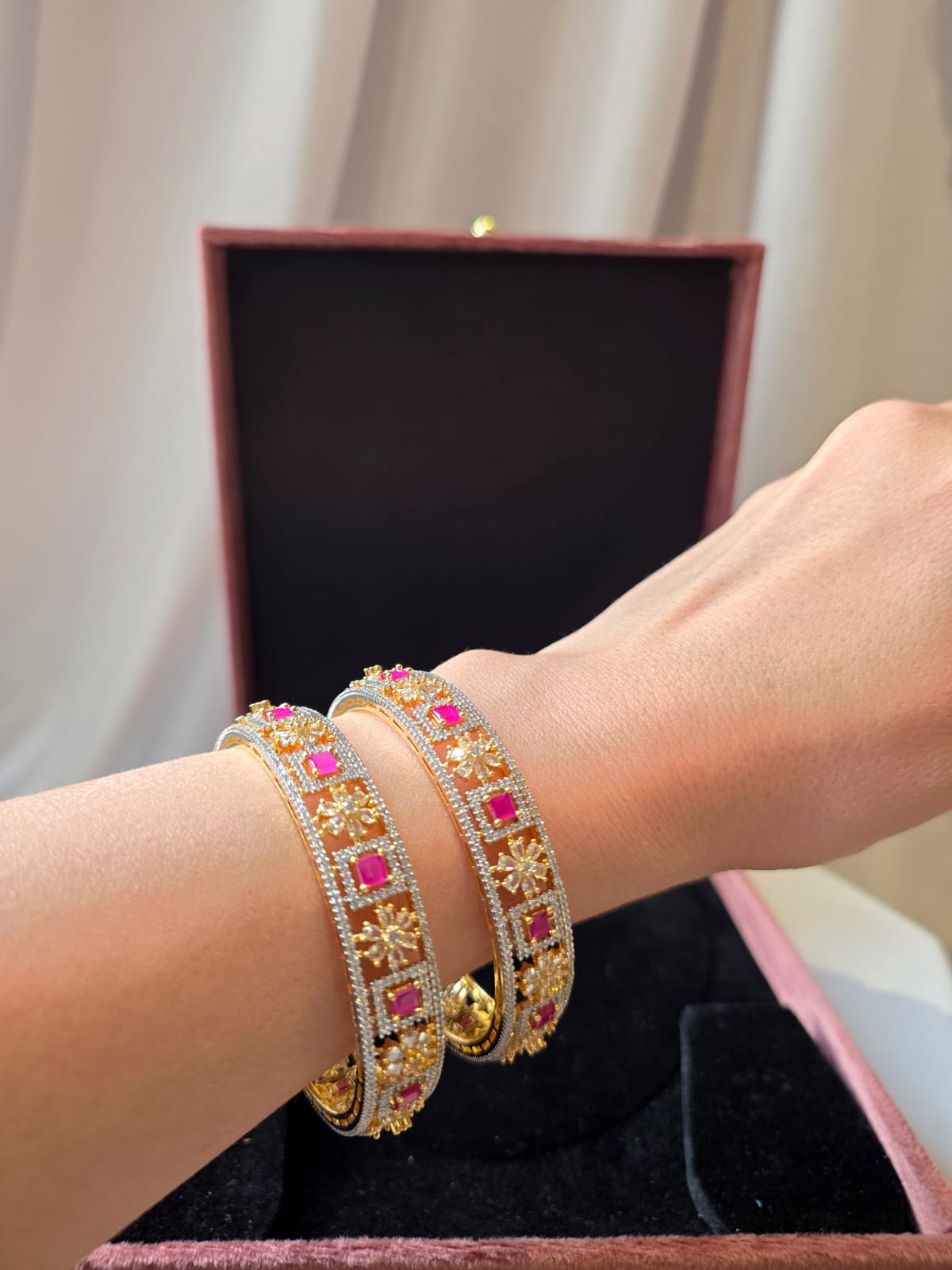 Ruby Floral Luxe Bangle Pair