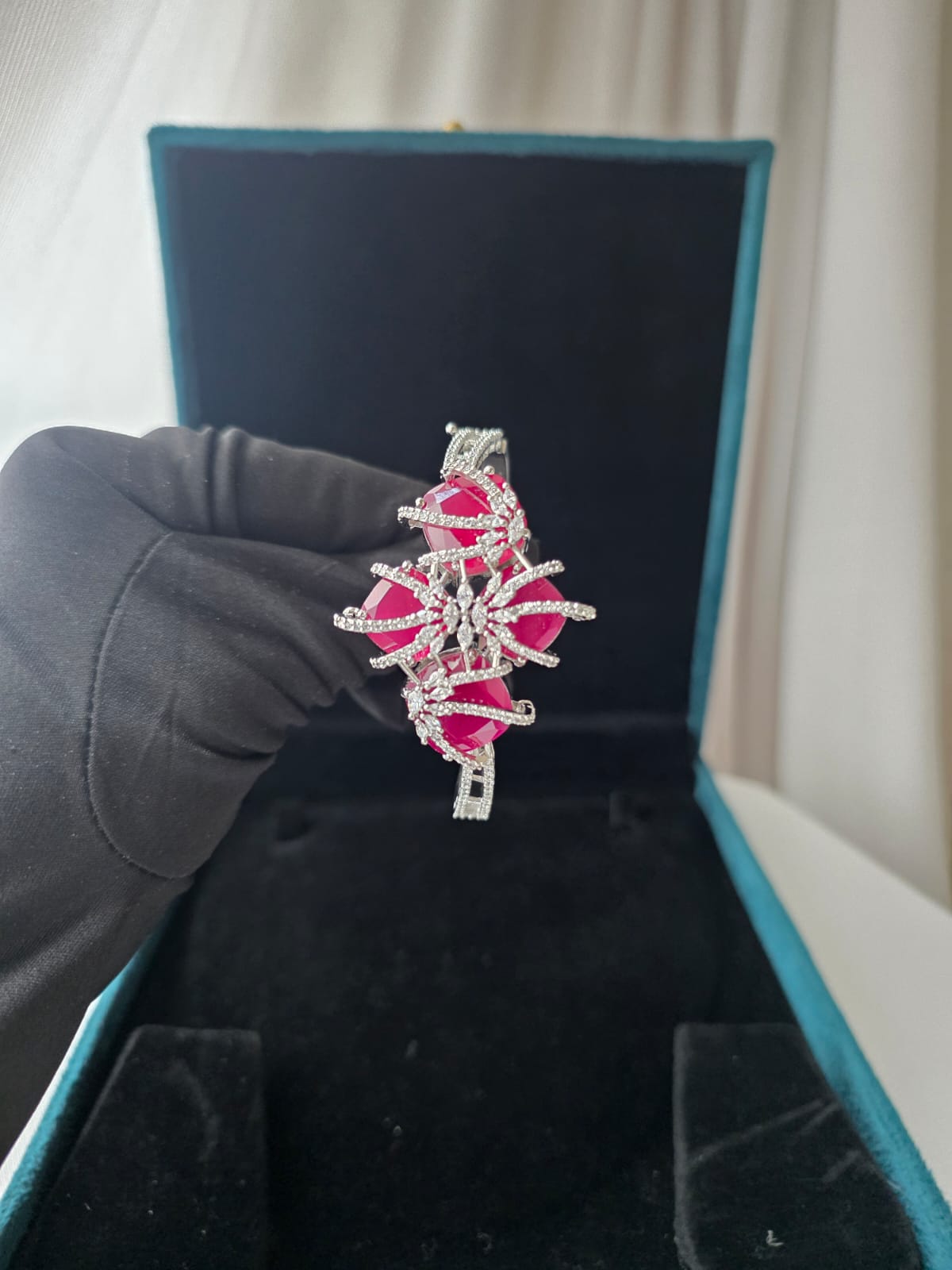 Ruby Starburst Designer Statement Bracelet