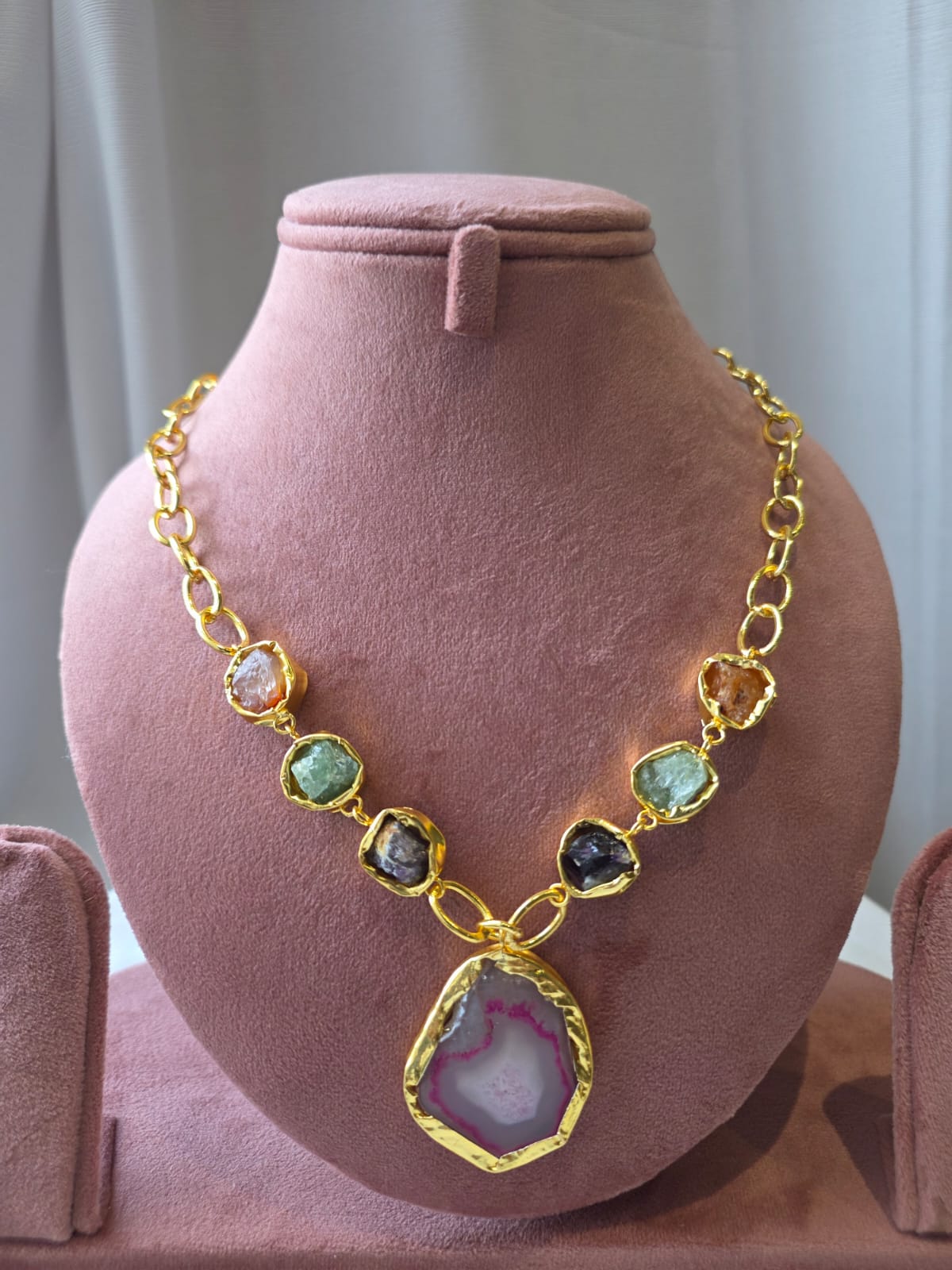 Amethyst Core Statement Necklace Set