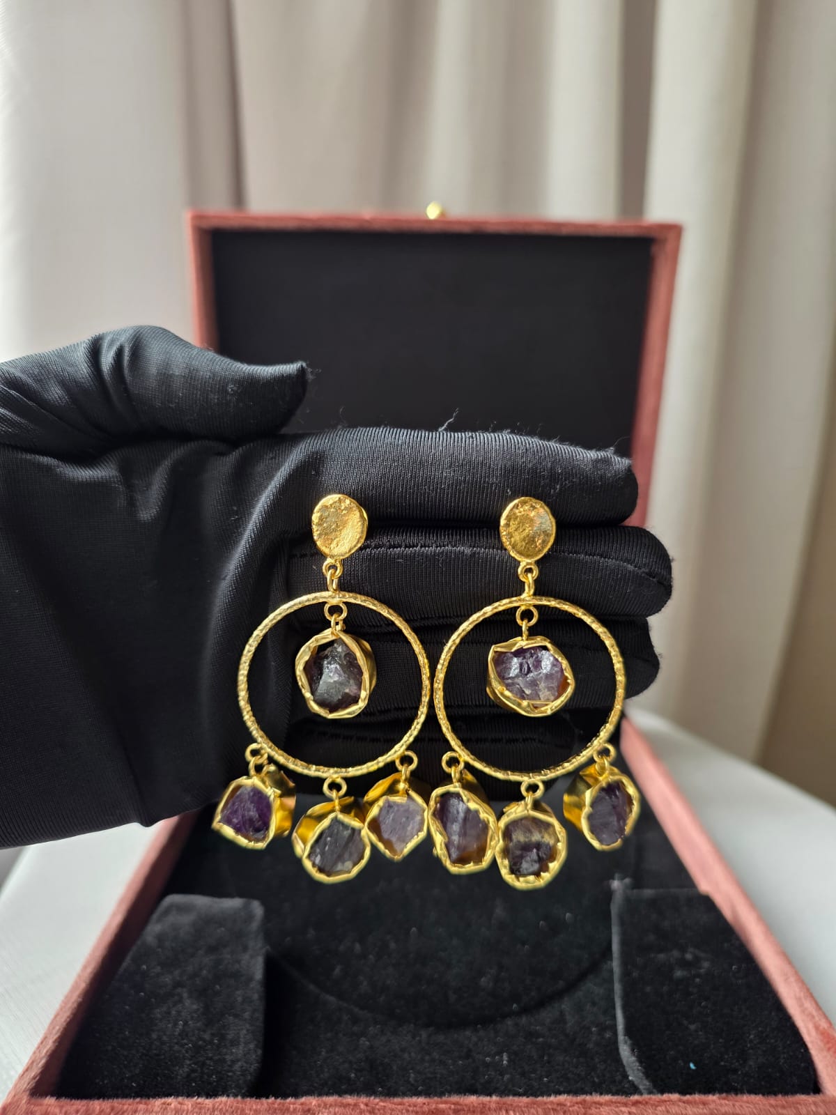 Celestia halo Gem Earrings Lavender