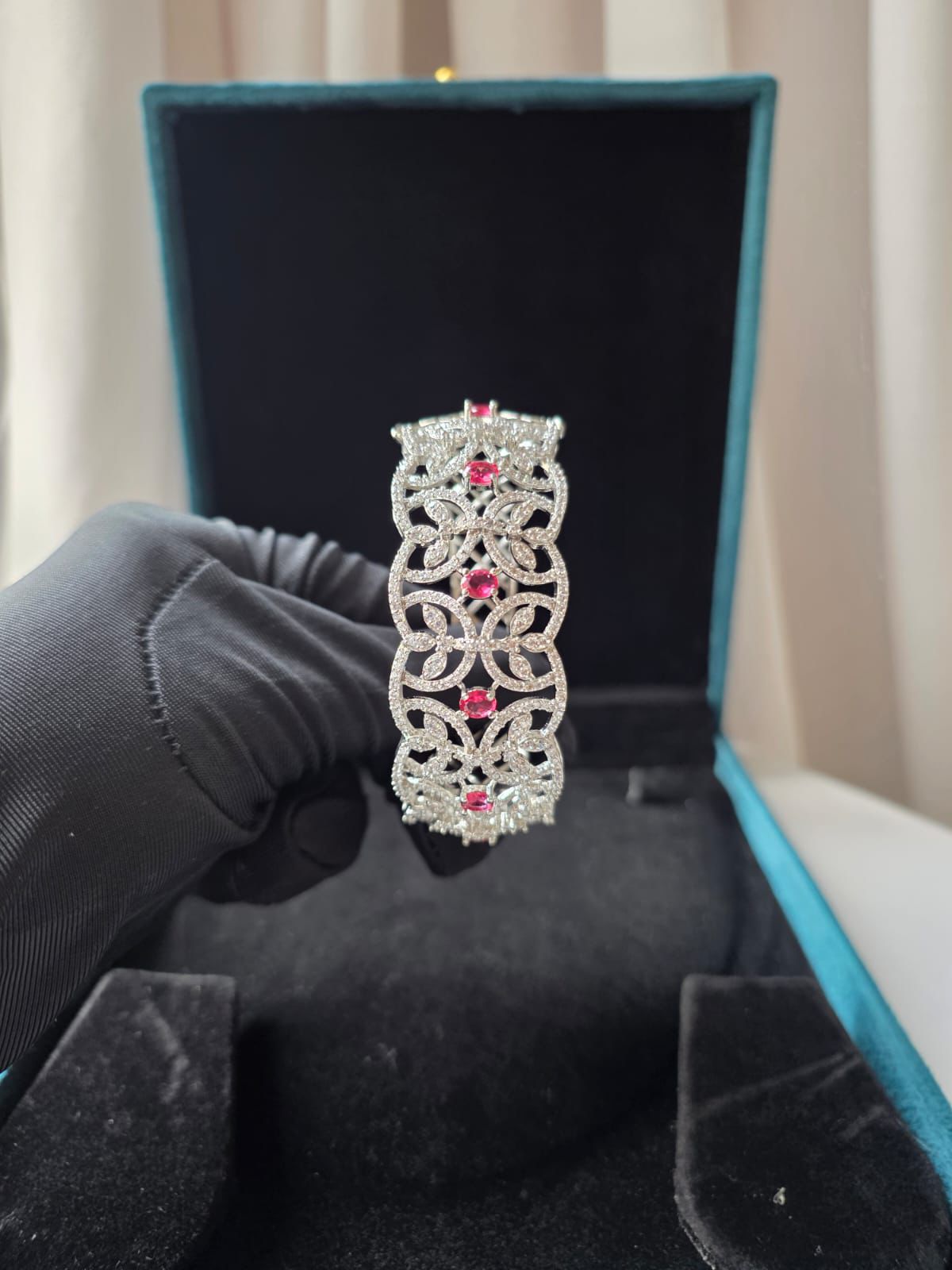 Ruby Vine Diamond Cuff Bracelet
