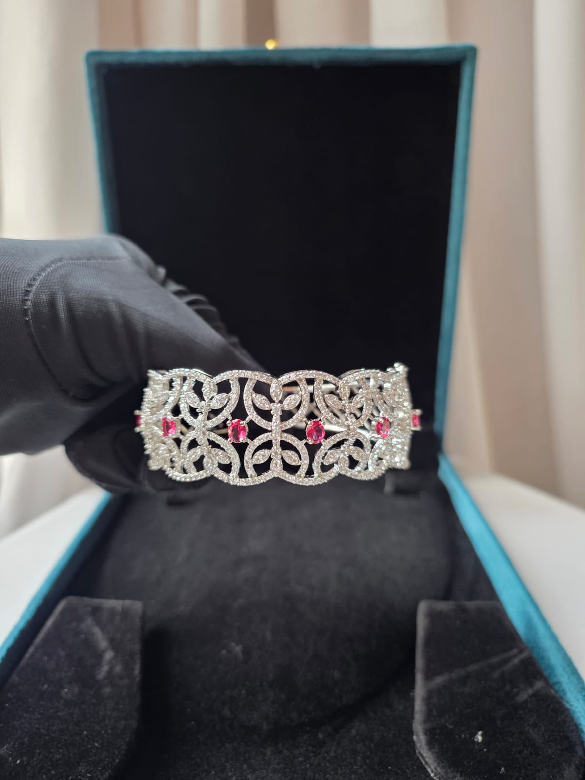 Ruby Vine Diamond Cuff Bracelet