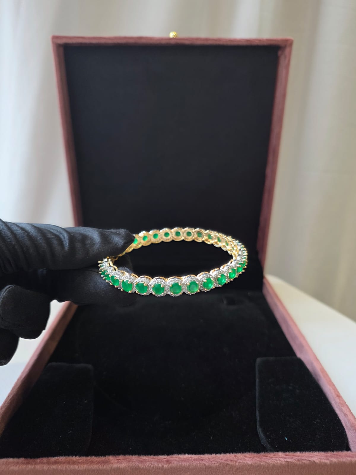 Elara Emerald Diamond Bangle Pair