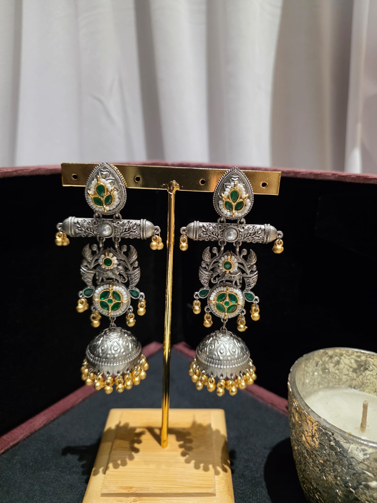 Oxidised temple Jhumkas
