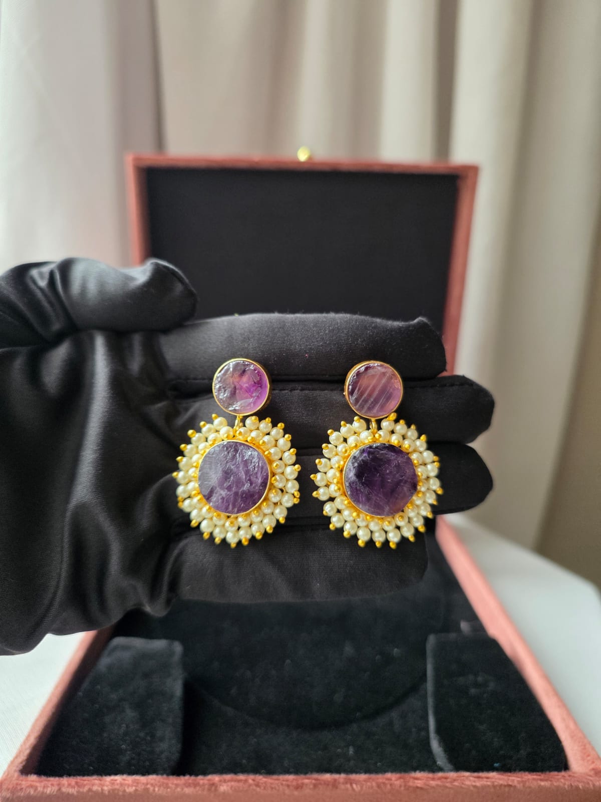 Aurelia Pearl Bloom Earrings – Lavender