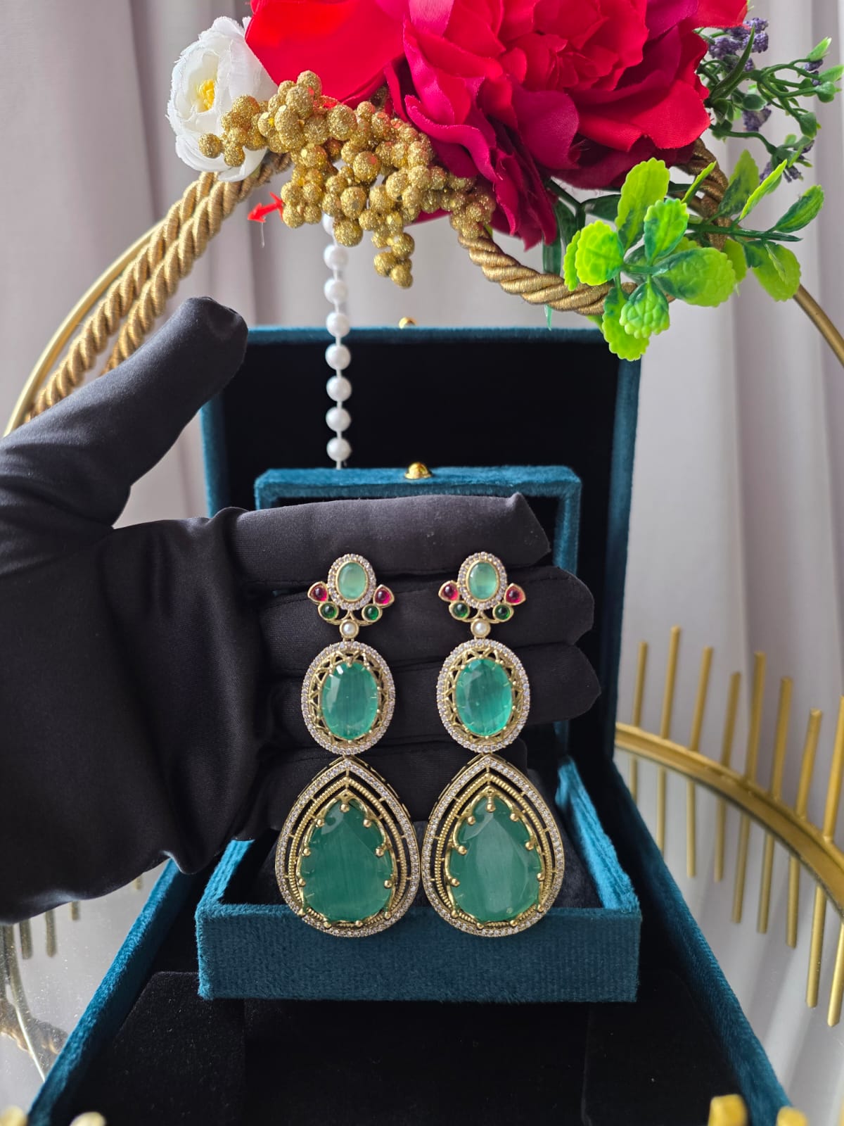 Emerald Royale Drop Statement Earrings