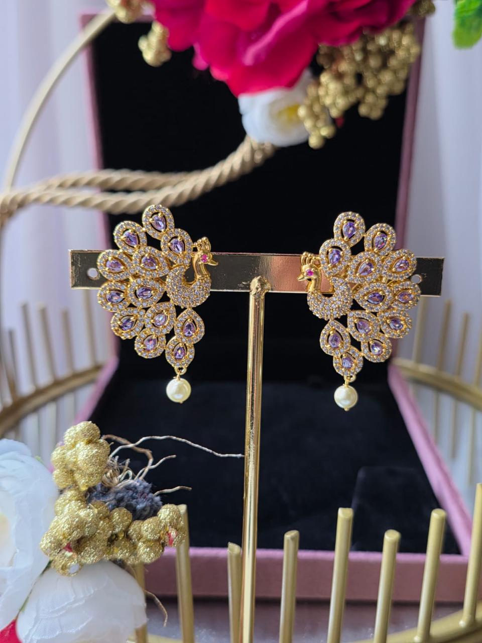 Peacock royale Lilac pearl earrings