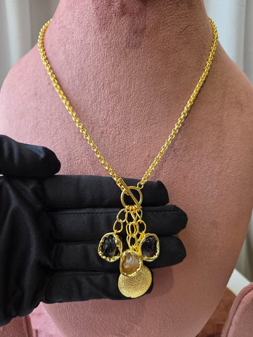 Noir Charm Cluster Necklace