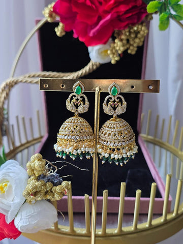 Peacock Royale Jhumkas Green